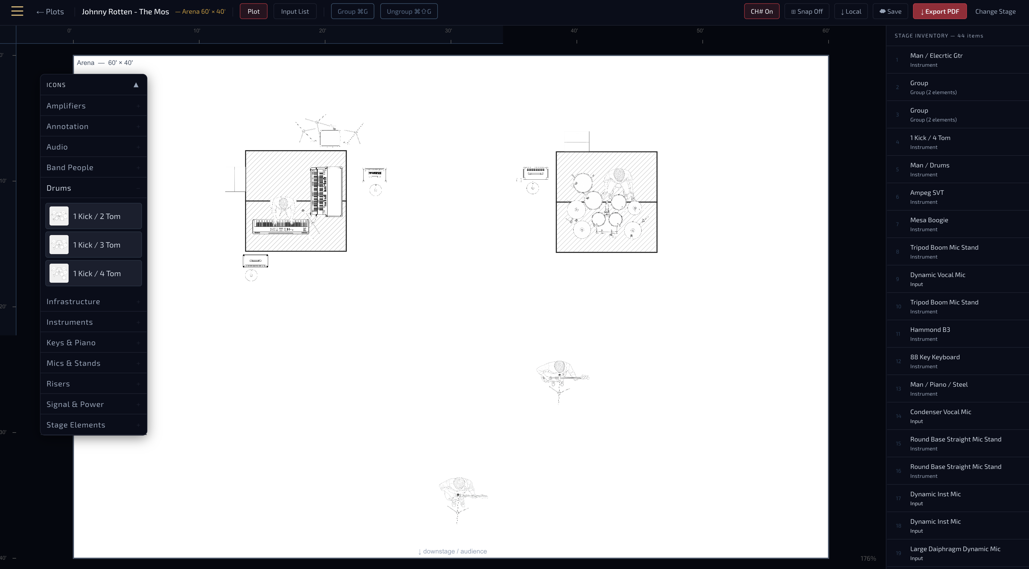 TourNex Plot — Stage plot build